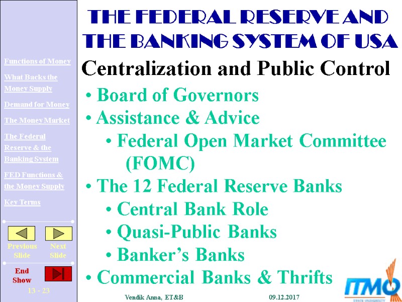 Centralization and Public Control  Board of Governors  Assistance & Advice  Federal